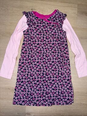 Tea Collection Navy & Pink Floral Long-Sleeve Dress